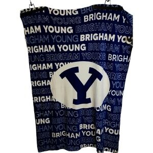 Logo Brands Brigham Young University BYU Cougars Polyester Blue Throw Blanket